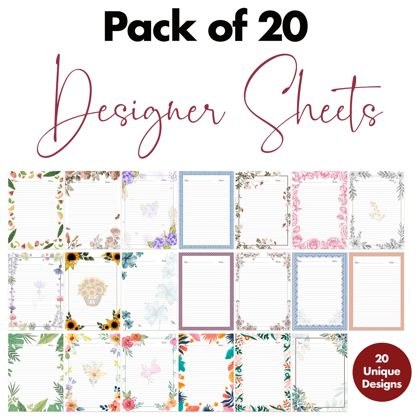 A4 Designer Sheets (Assorted Designs)