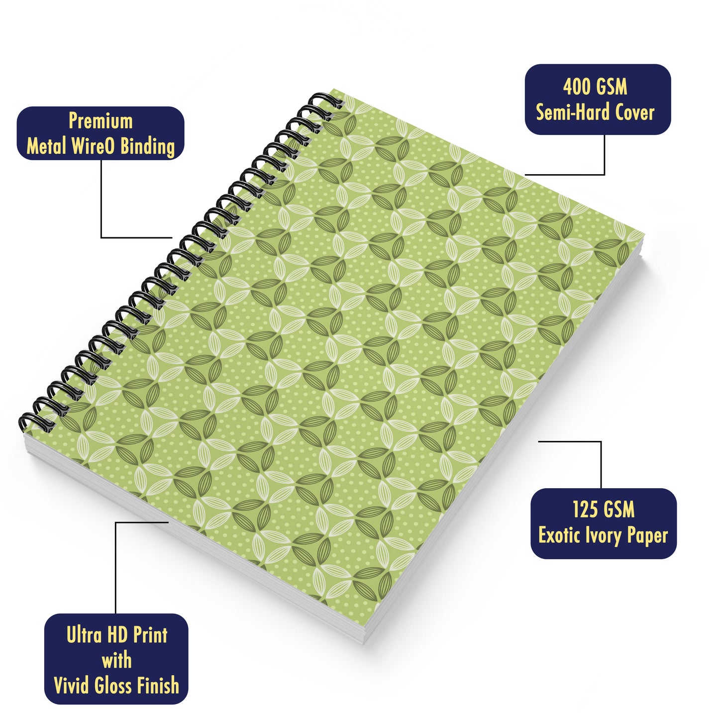 A5 Diary | Design: Green Pattern